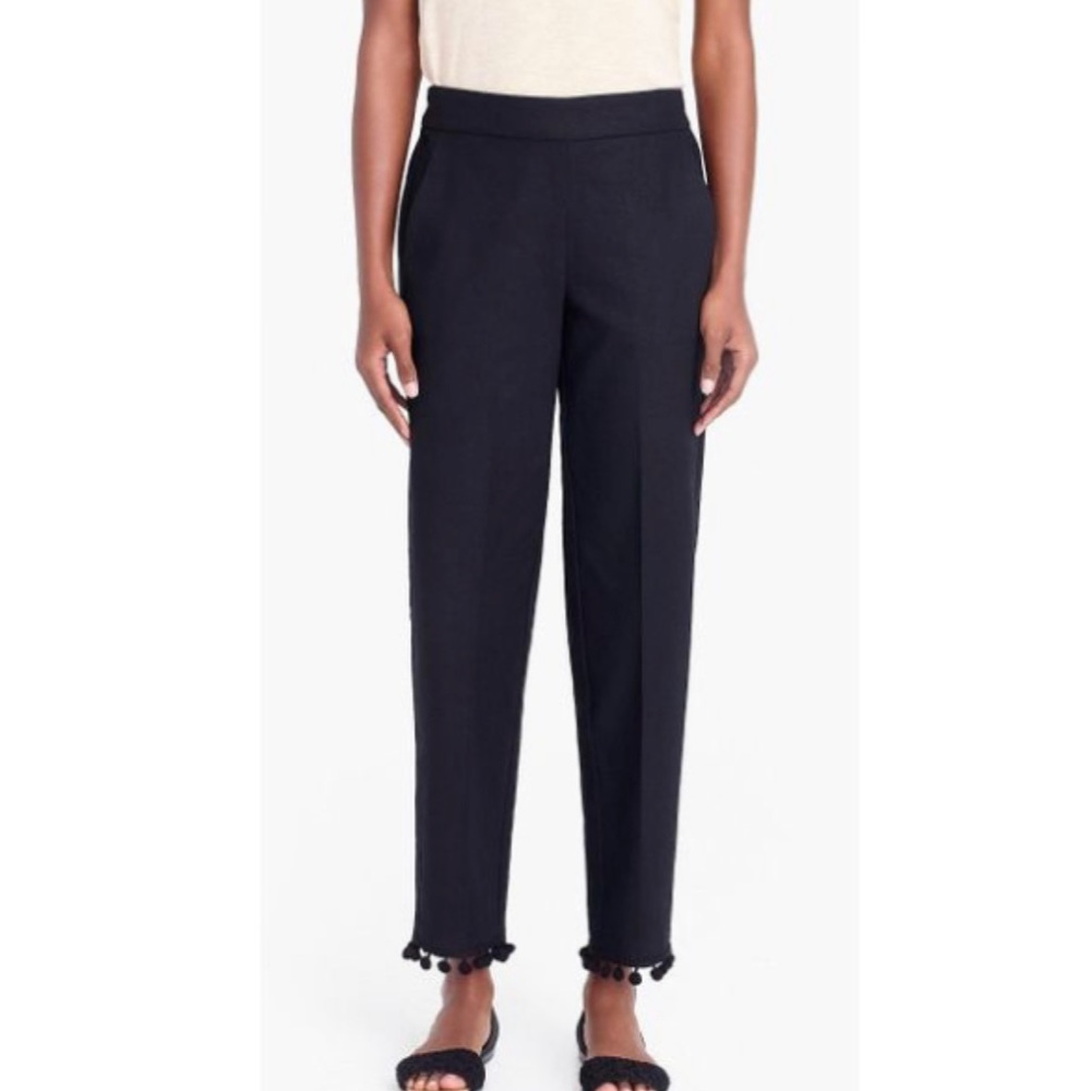 J Crew EUC Pom Pom Linen Pants Size 2 WHITE